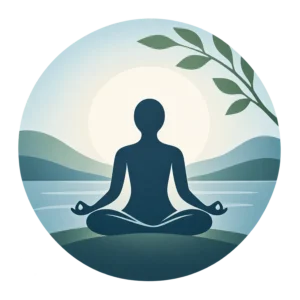 Ilustração simbólica minimalista de uma pessoa meditando em contemplação, representando o Retiro de Silêncio e Meditação do IPIS.